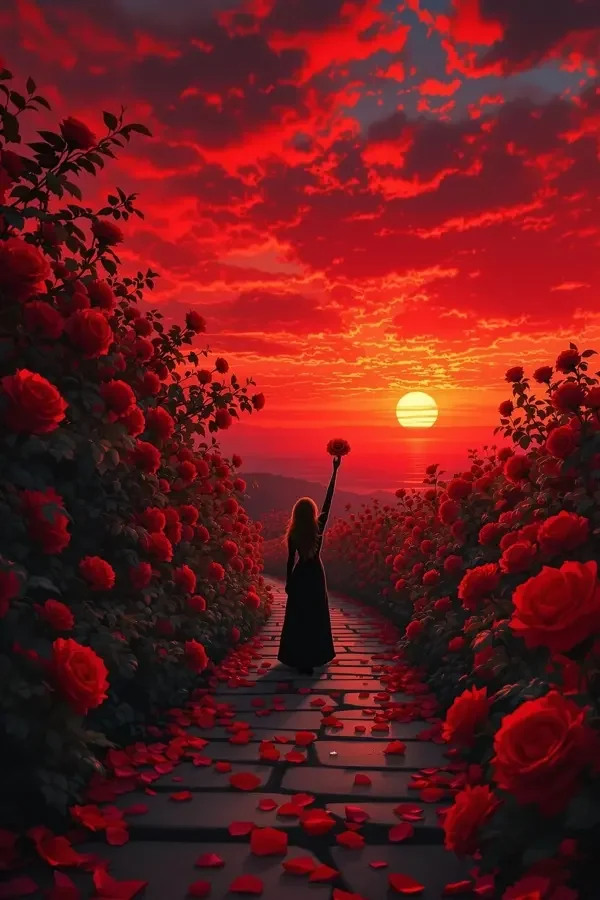 晚霞与玫瑰海报